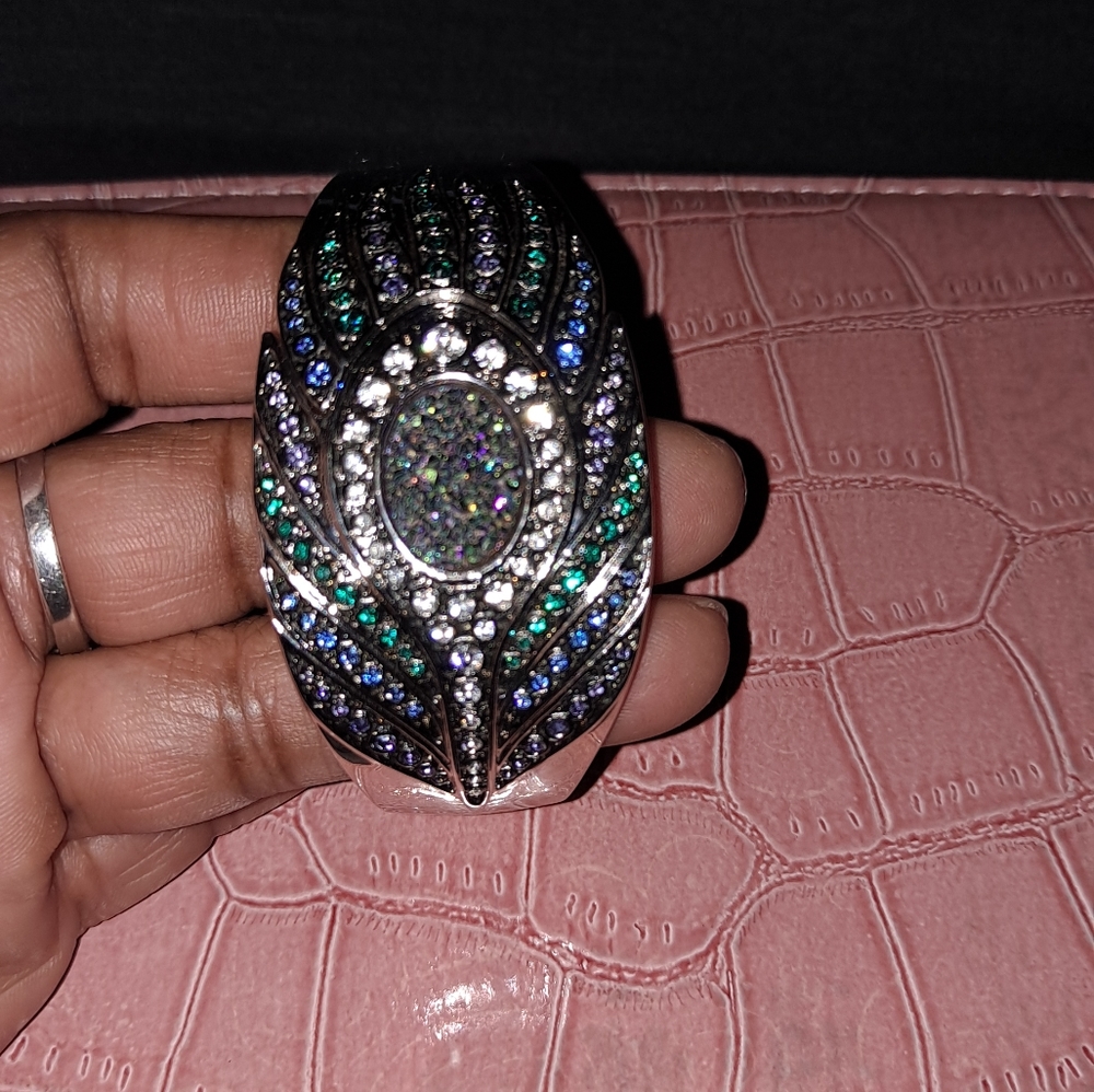 Victoria Wieck Peacock Drusy Cuff Bracelet Watch - Picture 2 of 3